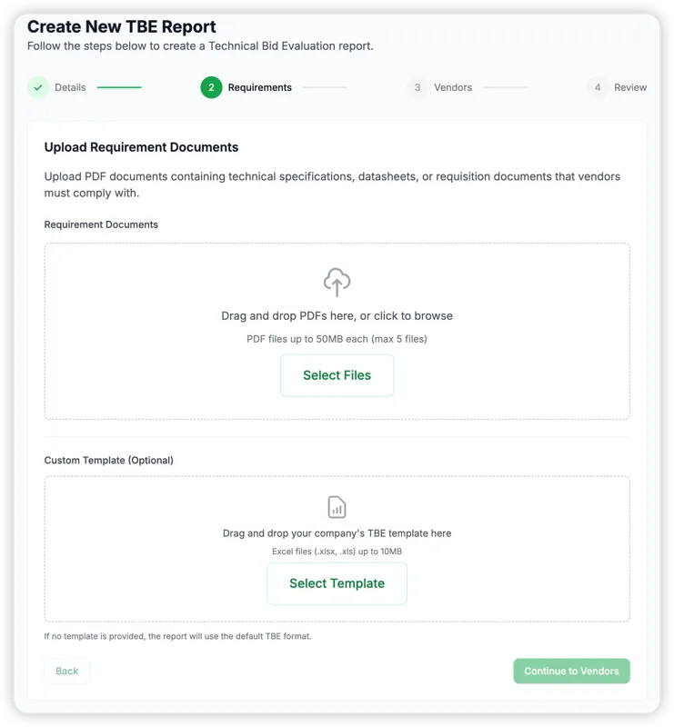 Step 2: Upload Requirements