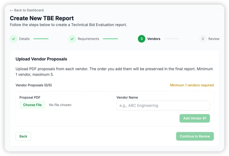 Step 3: Add Vendor Proposals